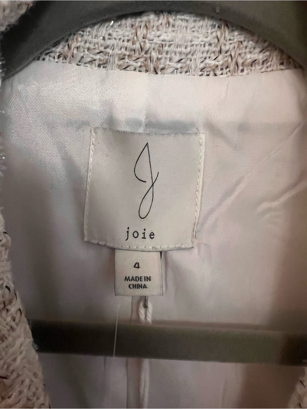 Joie Cream and Light Brown Tweed Sleeveless Blazer Vest - Picture 4 of 5